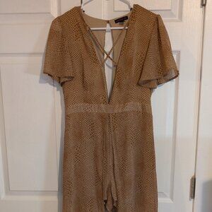 Material Girl Romper Maxi Dress Low Cut Animal Print Size Medium